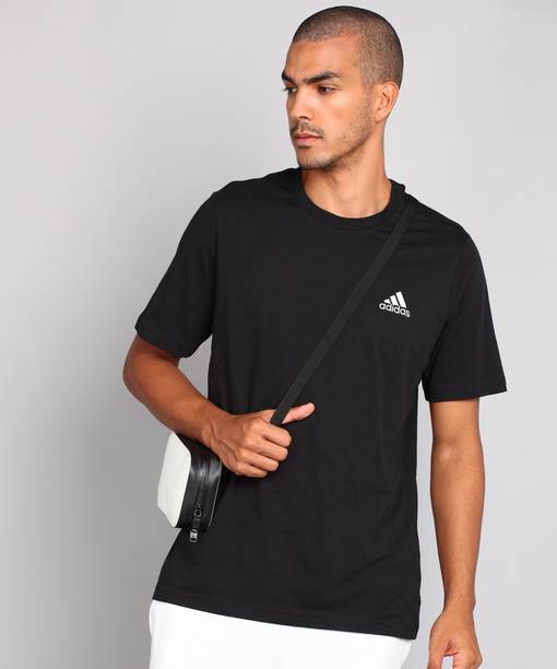 Men Solid Round Neck Pure Cotton Black T-Shirt