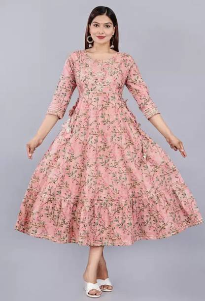 Women Printed Viscose Rayon Anarkali Kurta