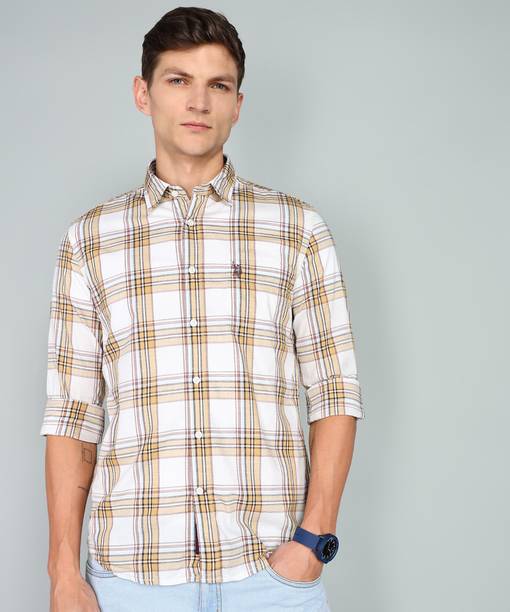 Men Slim Fit Checkered Spread Collar Casual Shirt