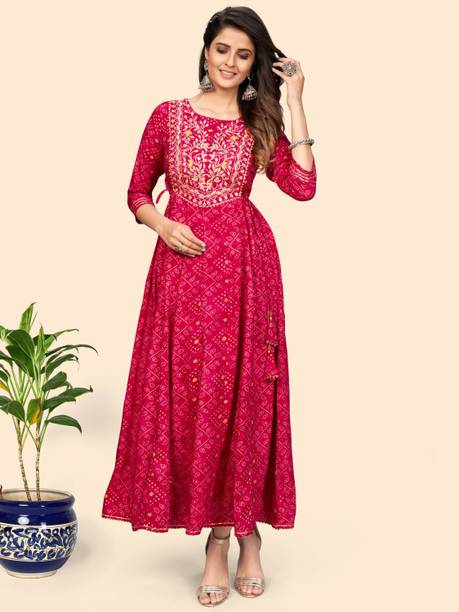 Women Printed Viscose Rayon Straight Kurta