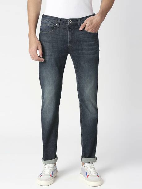 Men Slim Mid Rise Blue Jeans