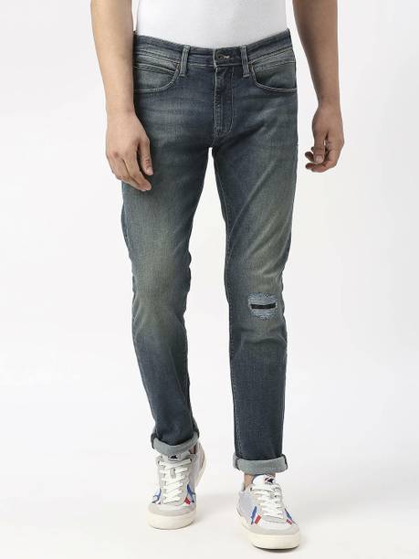 Men Slim Mid Rise Blue Jeans