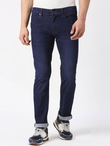 Men Slim Mid Rise Blue Jeans