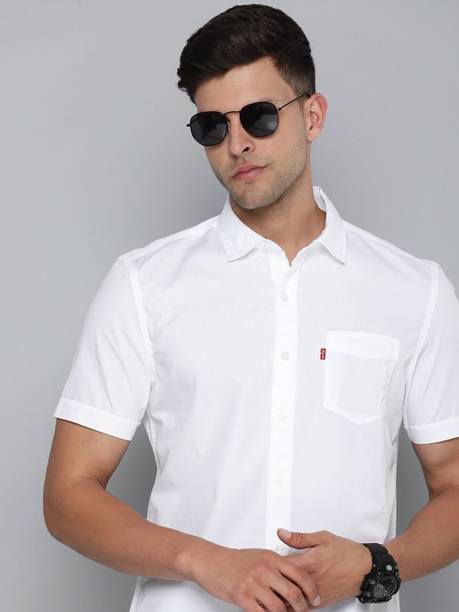 Men Slim Fit Solid Spread Collar Casual Shirt