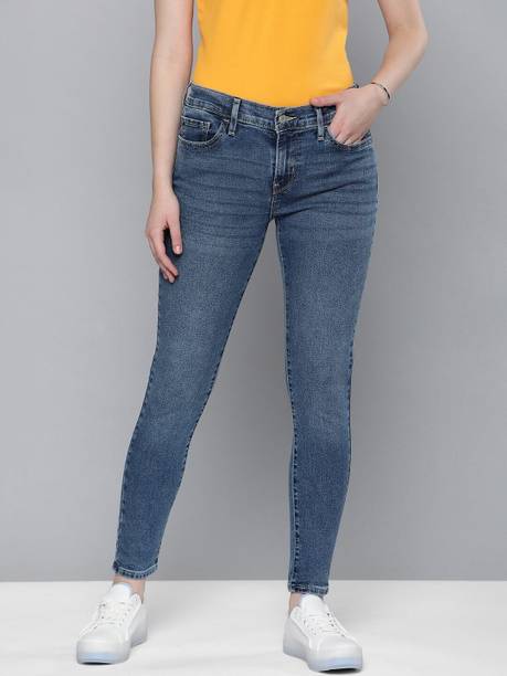 LEVI'S 710 Women Super Skinny Mid Rise Blue Jeans