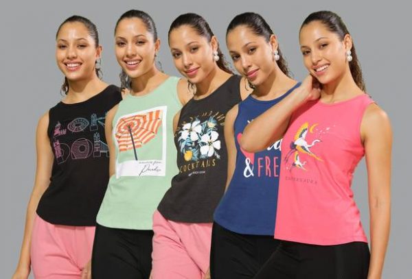 Pack of 5 Casual Sleeveless Printed Women Multicolor Top