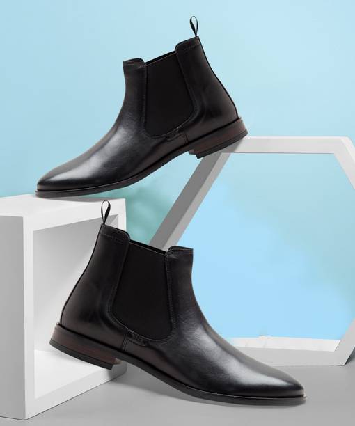 Premium Leather Pull Tab Elasticated Side Cushioned Insole Chelse Boots For Men
