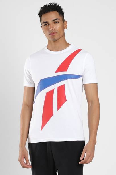 Men Printed Round Neck Pure Cotton White T-Shirt