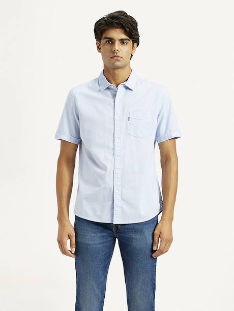Men Slim Fit Solid Spread Collar Casual Shirt