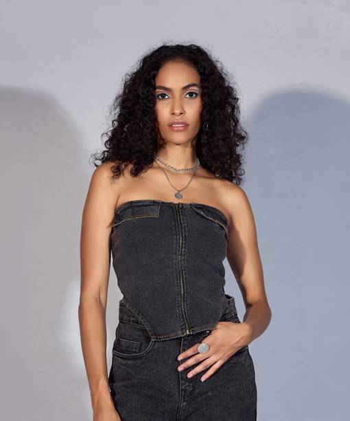 Casual Sleeveless Solid Women Black Top