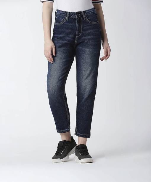 Women Tapered Fit High Rise Blue Jeans