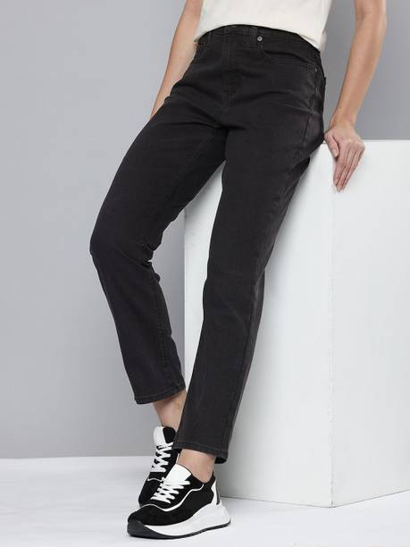 LEVI'S 724 Women Straight Fit High Rise Black Jeans