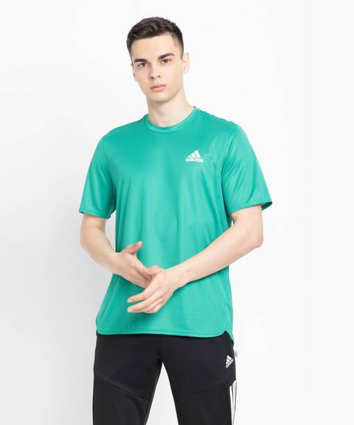 D2M TEE Men Solid Round Neck Polyester Green T-Shirt