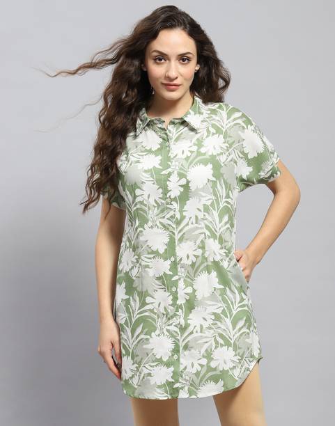 Casual Regular Sleeves Printed Women Green Top