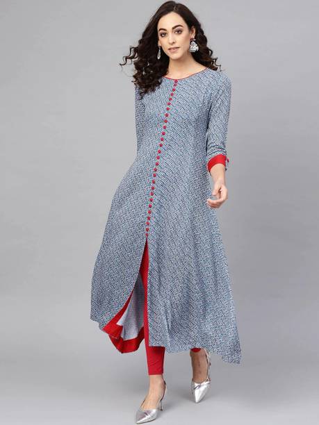 Women Geometric Print Viscose Rayon A-line Kurta