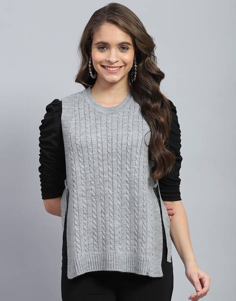 Casual Regular Sleeves Self Design Women Grey Top