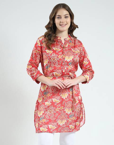 Casual Regular Sleeves Printed Women Red Top