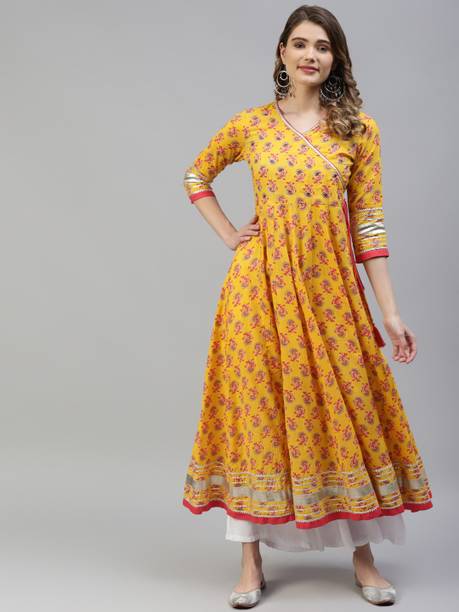 Women Printed Pure Cotton Anarkali Kurta