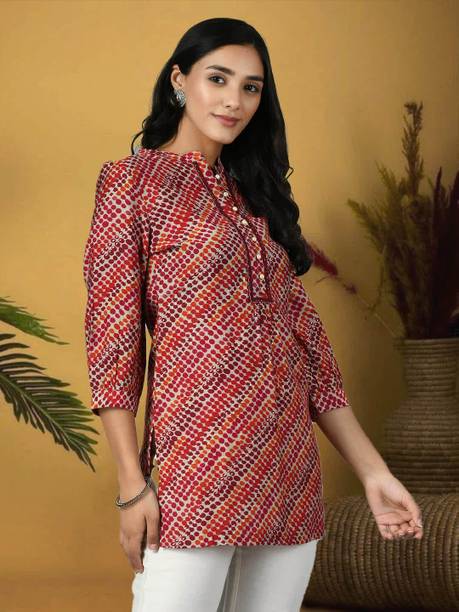 Casual Regular Sleeves Printed Women Multicolor Top