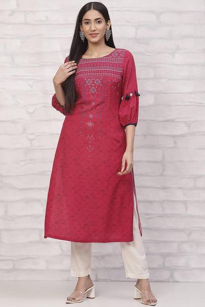 Women Printed Viscose Rayon Straight Kurta