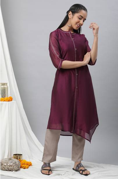 Women Solid Viscose Rayon A-line Kurta