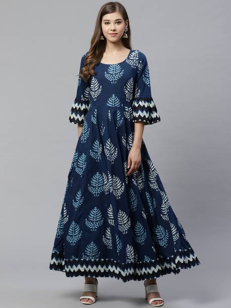 Women Printed Pure Cotton Anarkali Kurta