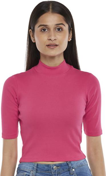 Casual Regular Sleeves Solid Women Pink Top