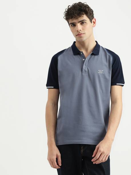 Men Solid Polo Neck Pure Cotton Grey T-Shirt