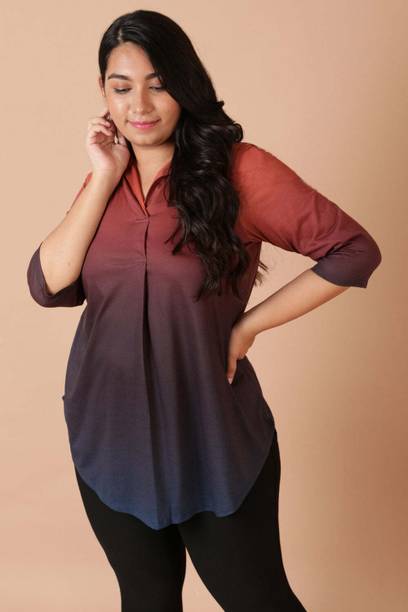 Casual Regular Sleeves Printed Women Orange Top