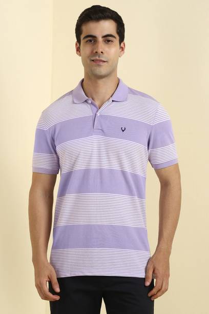 Men Colorblock Polo Neck Polycotton Purple T-Shirt