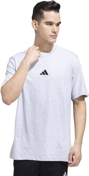 Men Printed Round Neck Cotton Blend White T-Shirt
