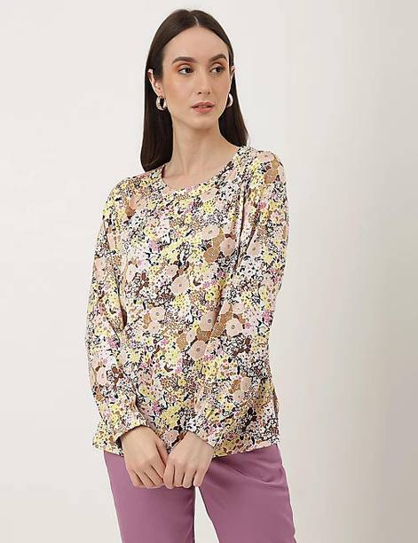 Casual Regular Sleeves Printed Women Multicolor Top