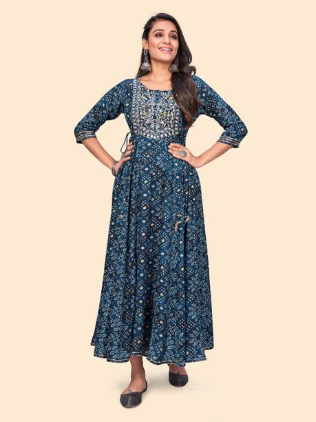 Women Printed Viscose Rayon Straight Kurta