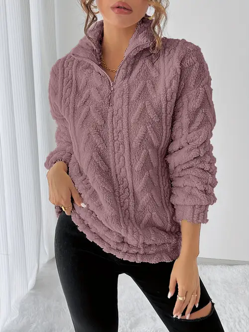 Girls Women'S Cozy Fleece Zip-Up Sweatshirt