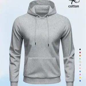 1pc Men'S Solid Color Hooded Sweatshirt,