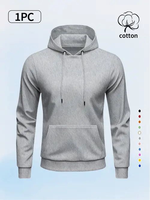 1pc Men'S Solid Color Hooded Sweatshirt,