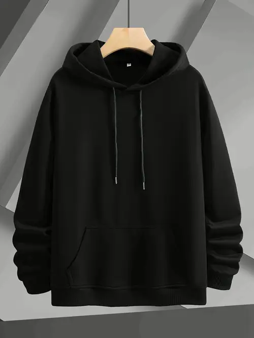 Men'S Casual Solid Color Hooded Sweatshirt,