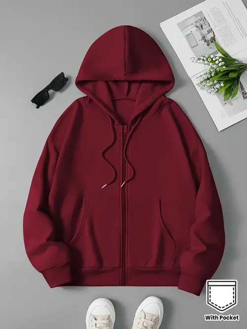 Girls Women'S Slim Fit Zip-Up Hoodie