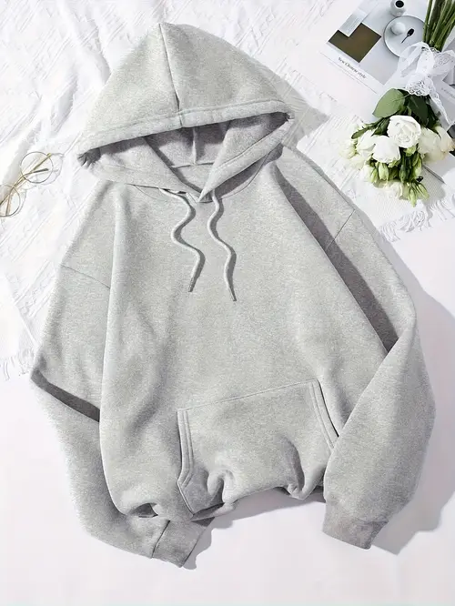 Girls Cozy Solid Color Hooded Sweatshirt