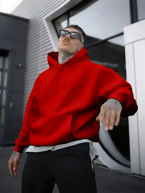 Men's Casual Hooded Sweatshirt - Brown