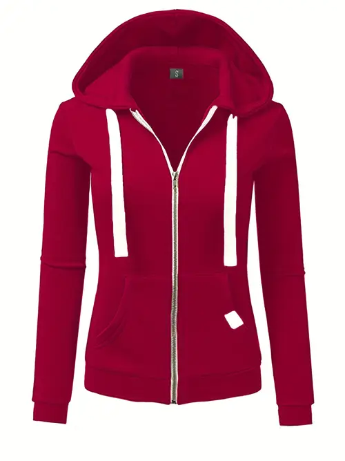 Girls Women'S Navy Hooded Zip-Up Sweatshirt