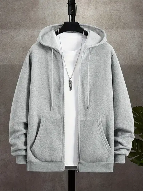 Men'S Casual Zip-Up Hoodie, Long Sleeve,