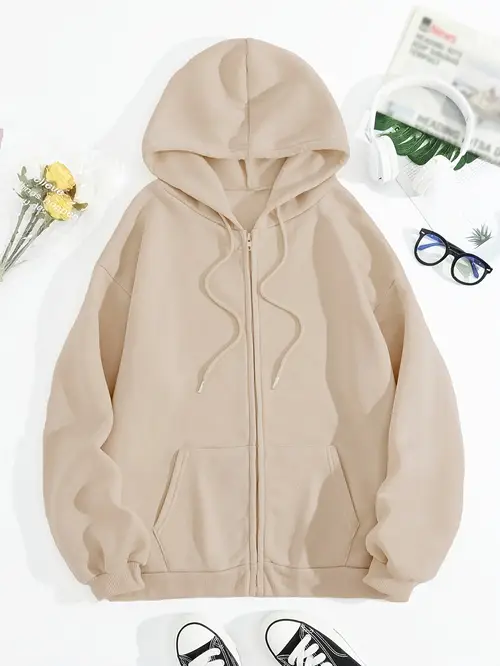 Girls Women's Fleece-Lined Thickened Hooded Sweatshirt