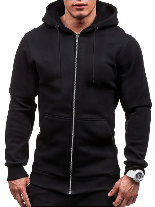 Men'S Soft Fleece-Lined Full-Zip Hooded Sweatshi