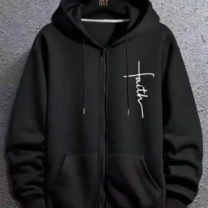 Men'S Casual Fleece Hooded Jacket with