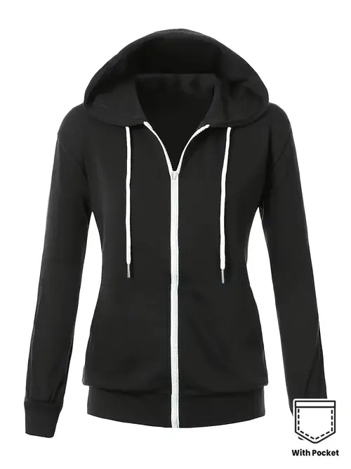 Girls Women'S Lightweight Zip-Up Hoodie -