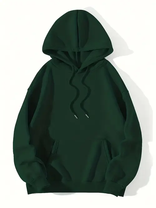 Girls Women'S Dark Green Hooded Sweatshirt