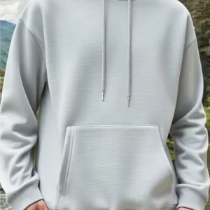 Men's Fleece-Like Hooded Sweatshirt with Chest