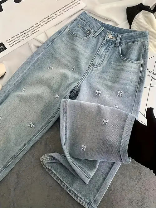 Women's Light Blue High-Waisted Jeans - Non-Stretch Button-fly Pants