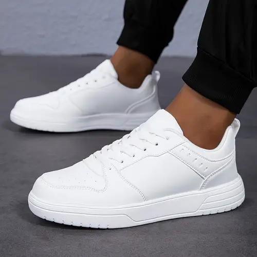 Men’s Lightweight Lace-Up Casual Sneakers - Fashion Solid Color Low